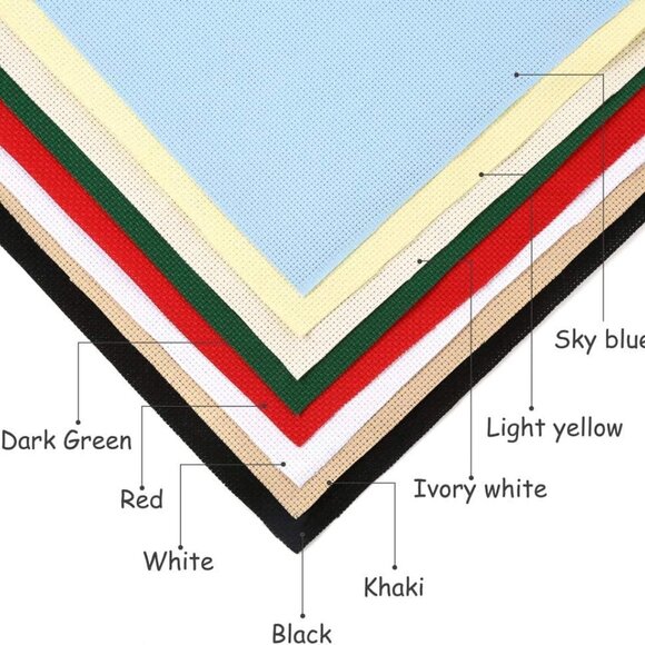 8 Pieces 14 Count Aida Cross Stitch Fabric, Cotton, 12x18-Inch, 8 Colors - Picture 4 of 7